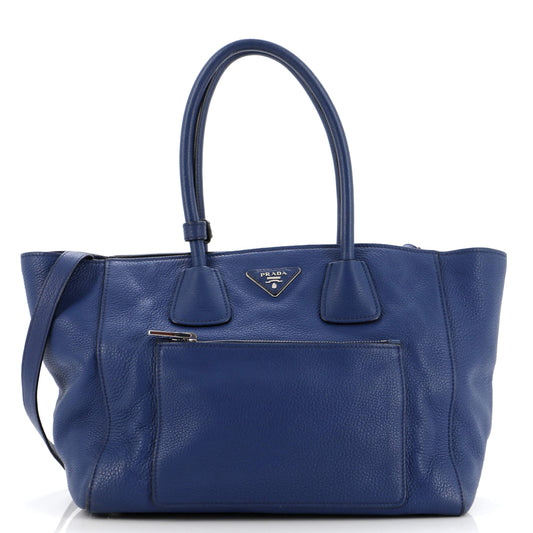 Prada Front Pocket Wing Convertible Tote Vitello Daino