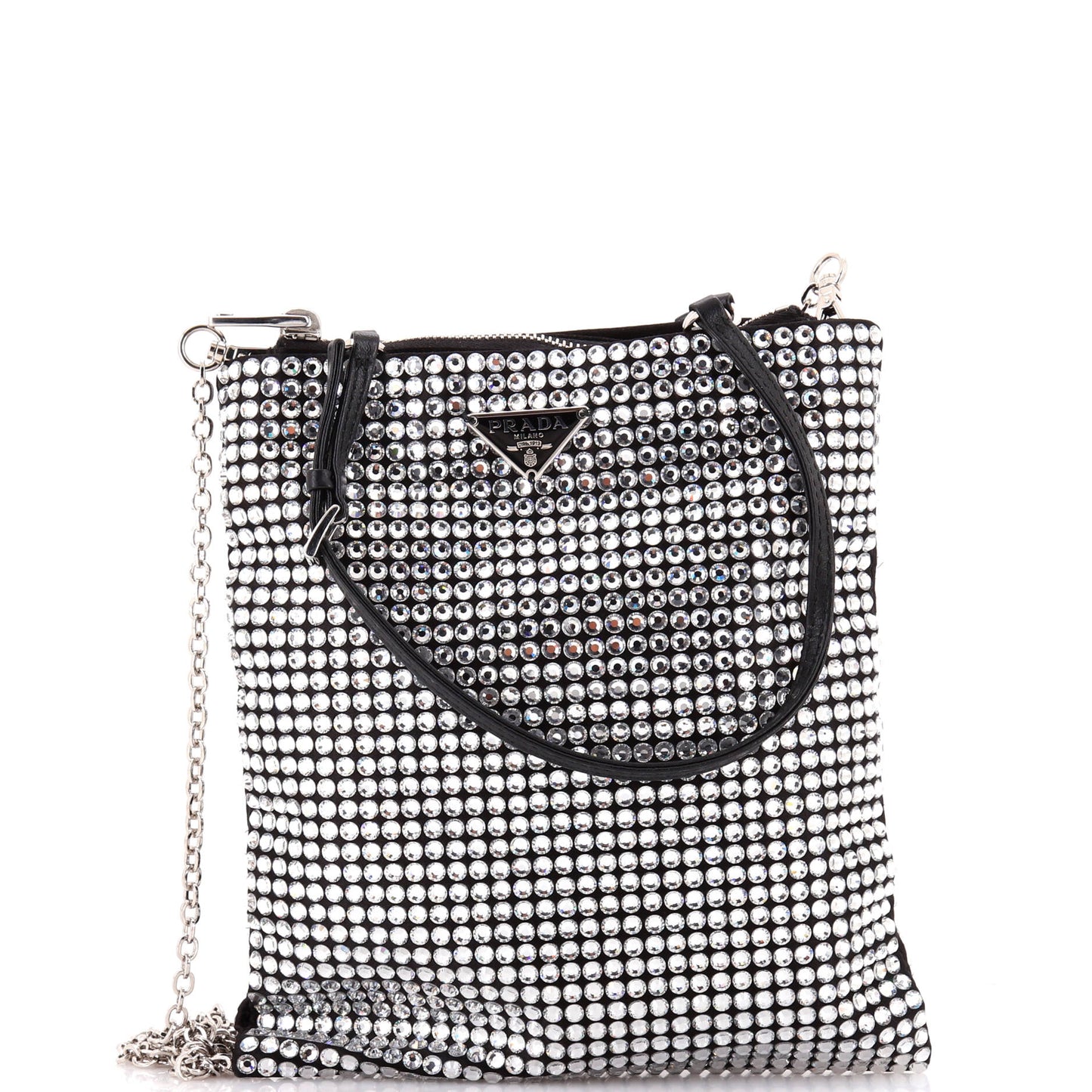 プラダ コンバーチブル オープントート クリスタル装飾 サテン ミニ
