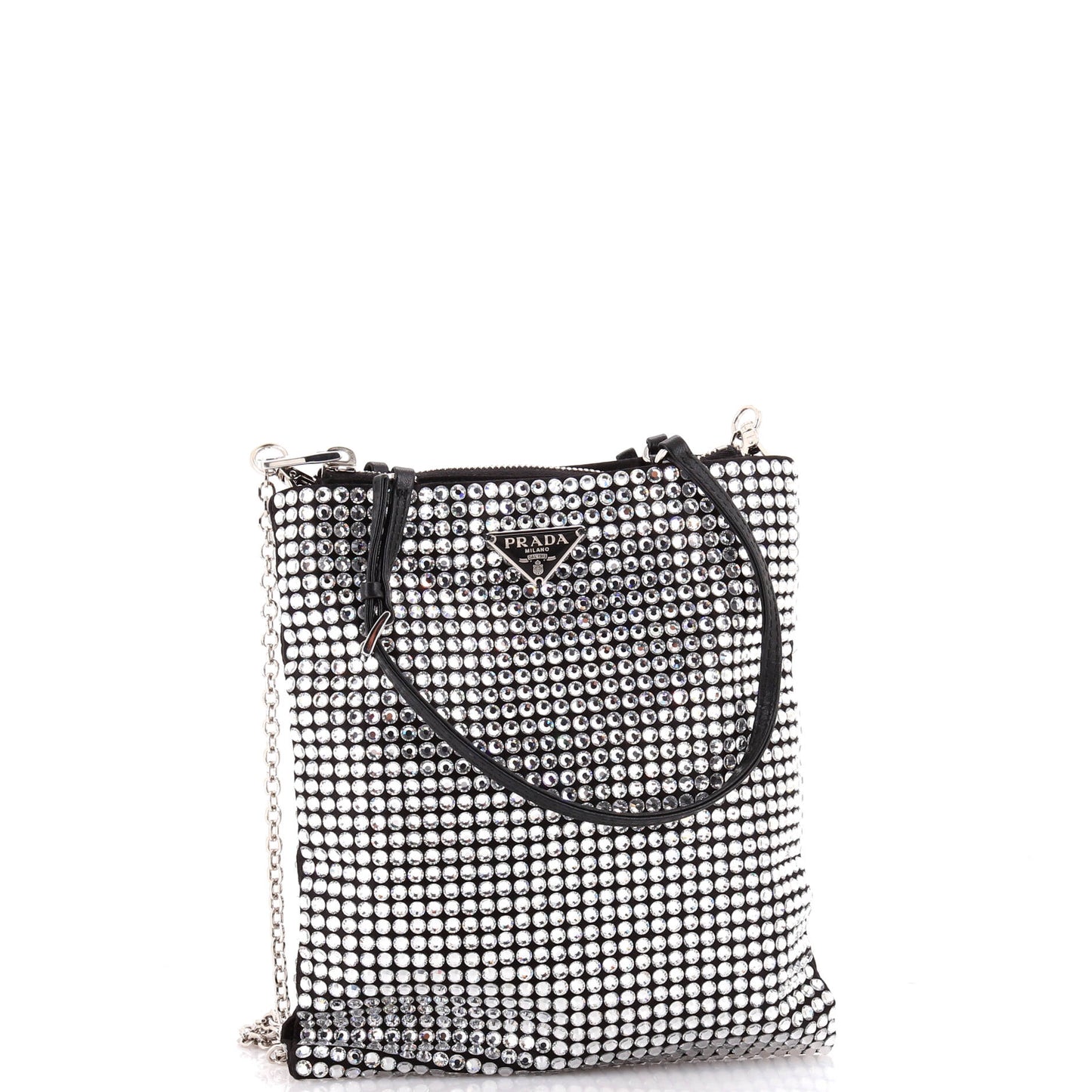 プラダ コンバーチブル オープントート クリスタル装飾 サテン ミニ