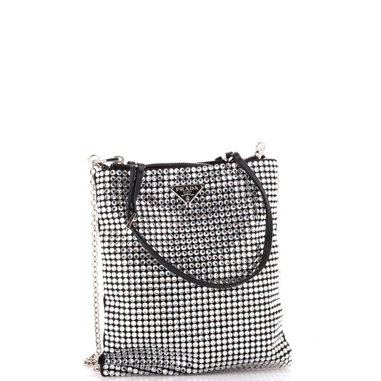 プラダ コンバーチブル オープントート クリスタル装飾 サテン ミニ