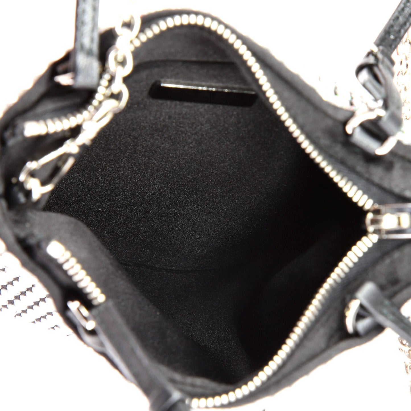 プラダ コンバーチブル オープントート クリスタル装飾 サテン ミニ