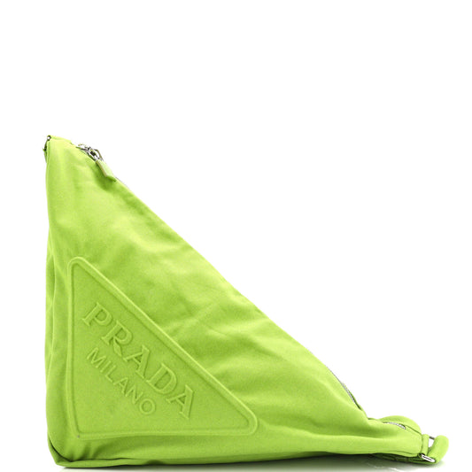 プラダ トライアングルロゴ ジップ クロスボディバッグ エンボス加工 キャンバス ラージ