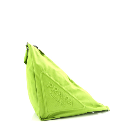 プラダ トライアングルロゴ ジップ クロスボディバッグ エンボス加工 キャンバス ラージ