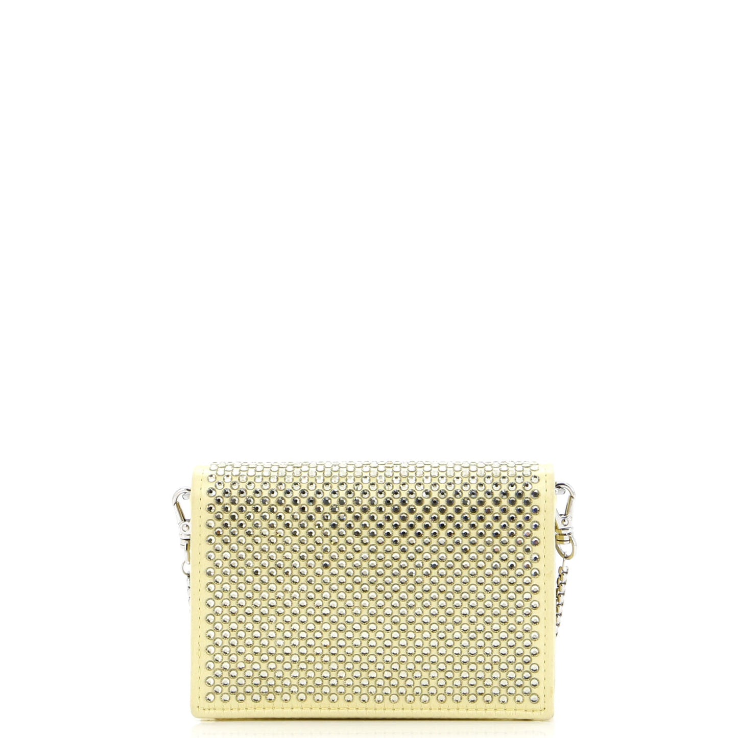 プラダ フラップ カードホルダー（チェーン付き、サテン、クリスタル付き）