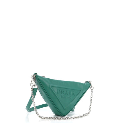 プラダ トライアングルロゴ ジップチェーン クロスボディバッグ エンボスレザー スモール