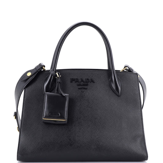 Prada Monochrome Tote Saffiano with City Calf Medium