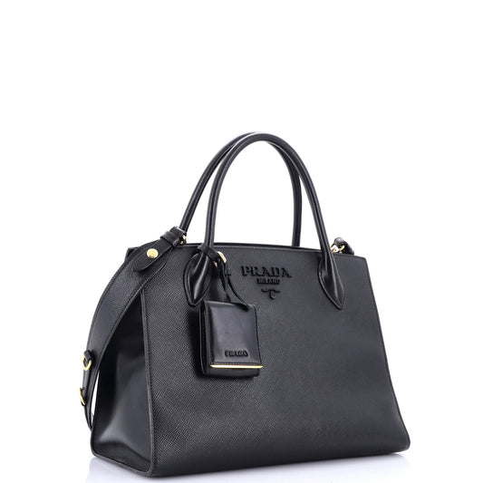 Prada Monochrome Tote Saffiano with City Calf Medium
