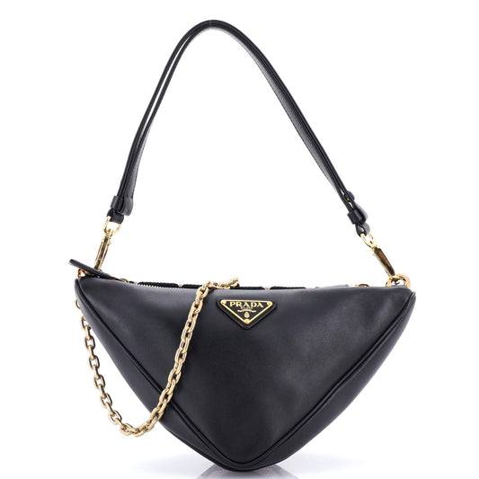 Prada Double Symbole Triangle Bag Leather and Jacquard Mini
