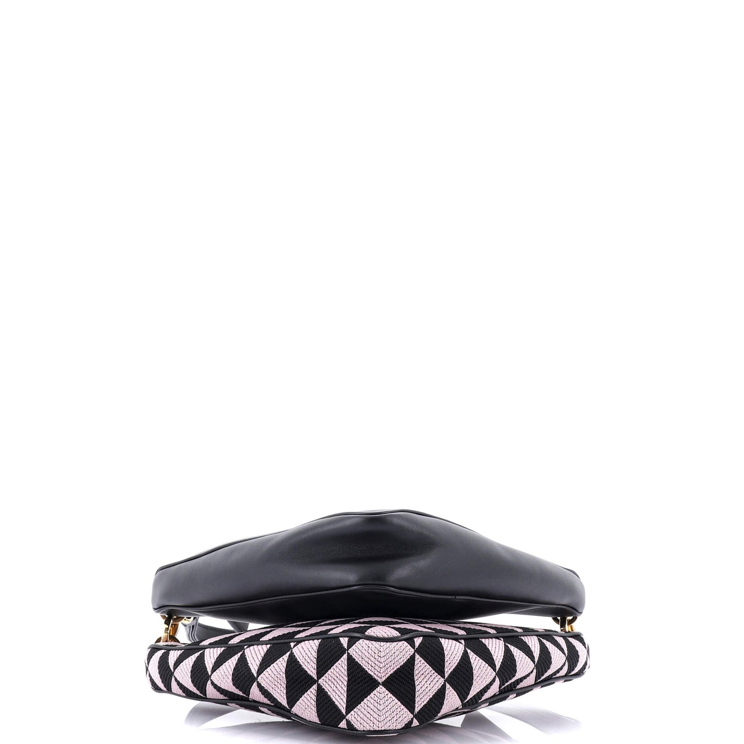 プラダ ダブルシンボル トライアングルバッグ レザー＆ジャカード ミニ