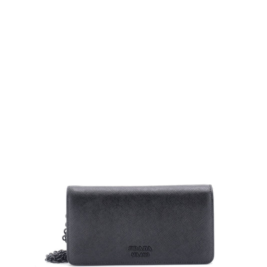 Prada Chain Wallet Crossbody Saffiano Leather