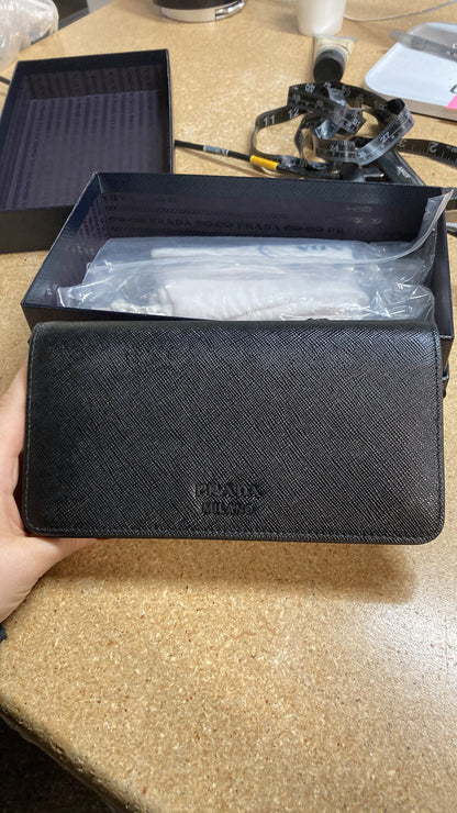 Prada Chain Wallet Crossbody Saffiano Leather