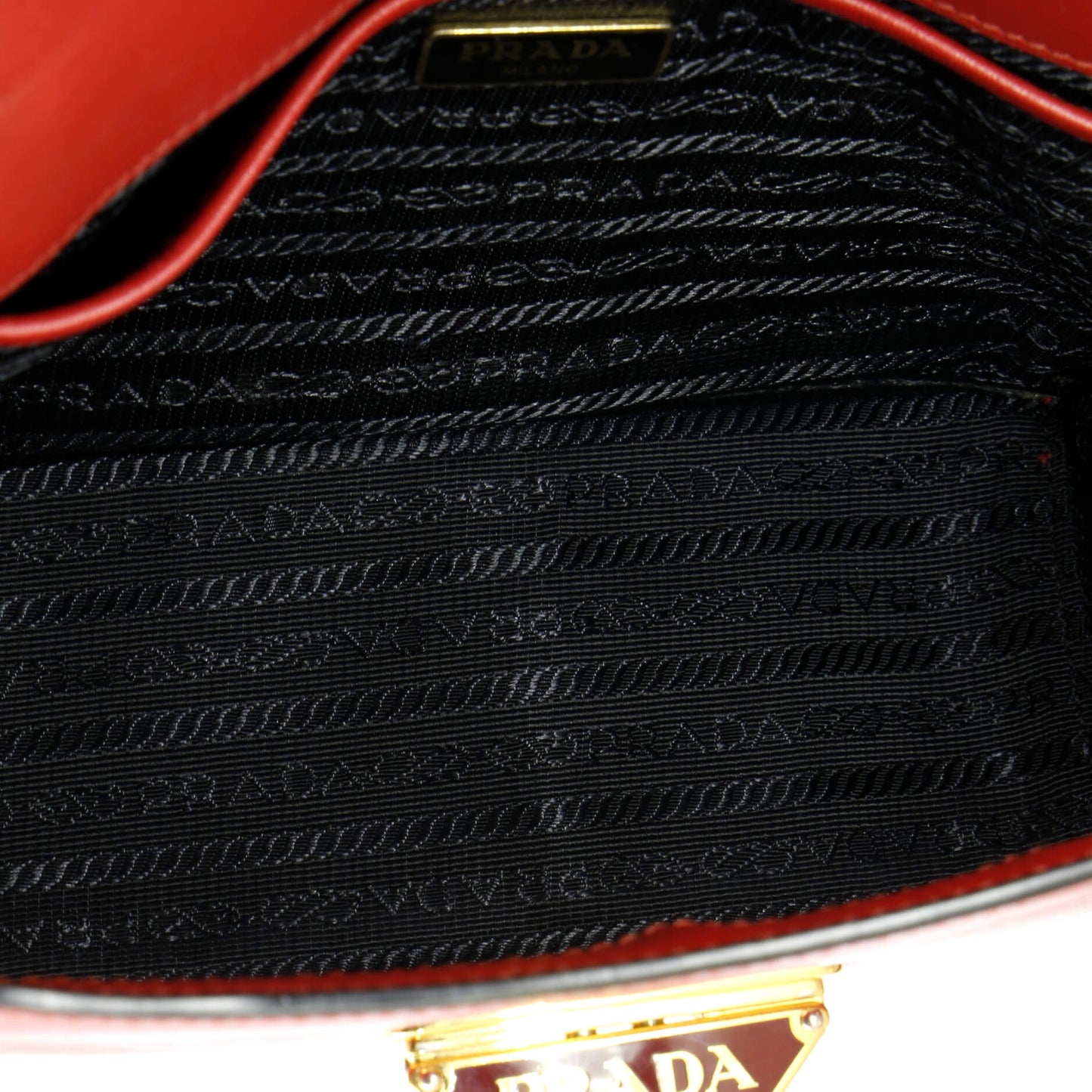 プラダ フリップロック チェーンショルダーバッグ サフィアーノレザー スモール