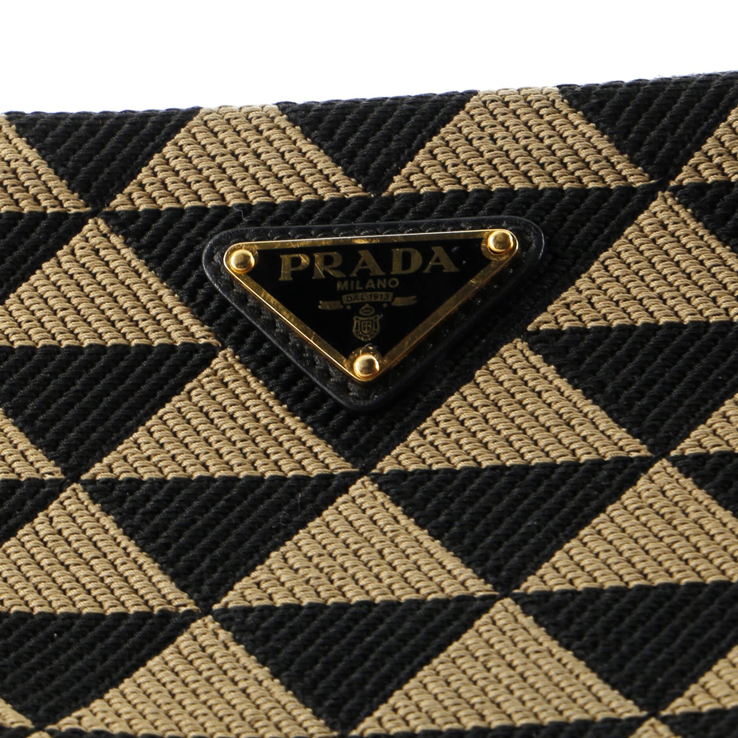 プラダ ダブルシンボル トライアングルバッグ レザー＆ジャカード ミニ