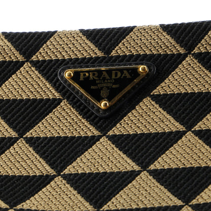 プラダ ダブルシンボル トライアングルバッグ レザー＆ジャカード ミニ
