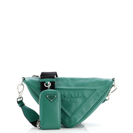 プラダ トライアングルロゴ ジップ クロスボディバッグ レザー スモール