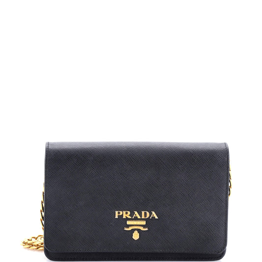 Prada Chain Wallet Crossbody Saffiano Leather