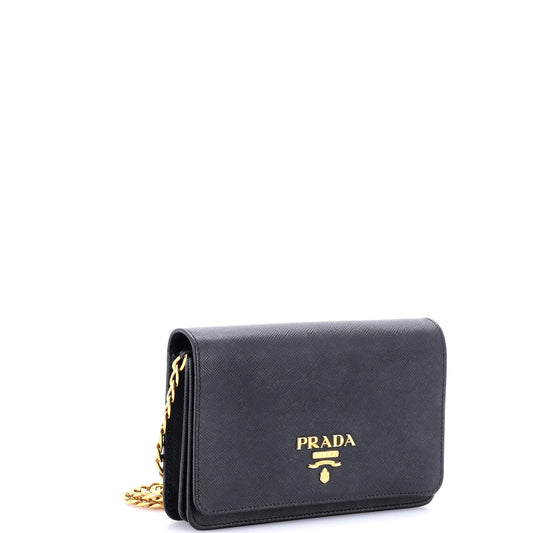 Prada Chain Wallet Crossbody Saffiano Leather