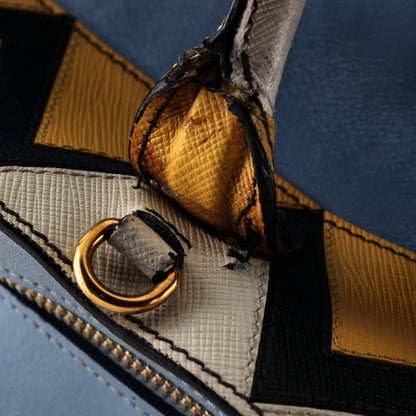 プラダ エスプラナード トートバッグ シティ カーフ＆グレカ サフィアーノ ミディアム