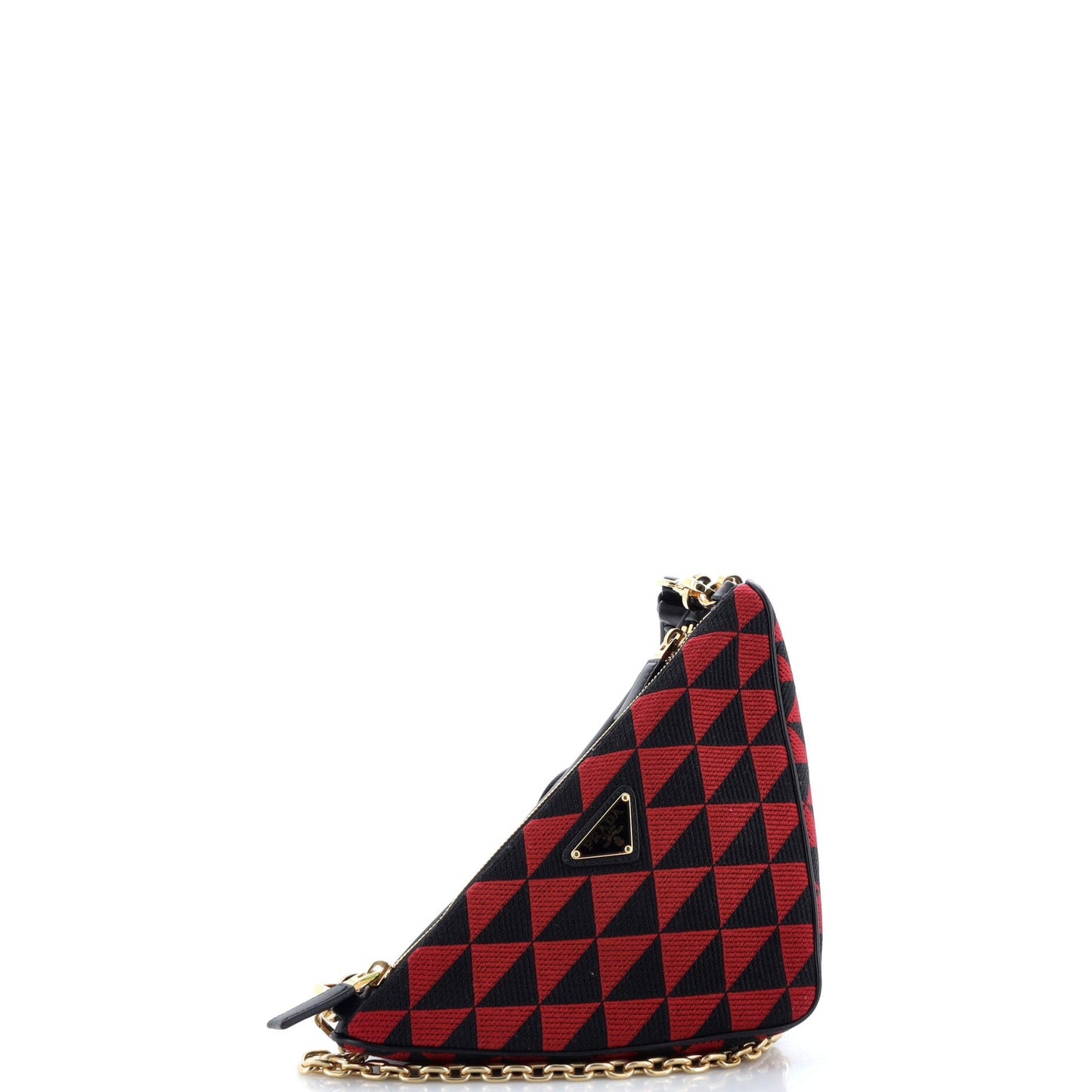 プラダ ダブルシンボル トライアングルバッグ レザー＆ジャカード ミニ