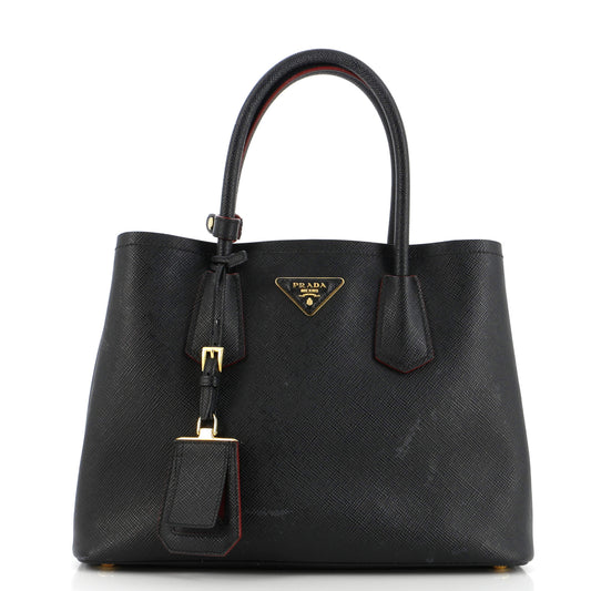 Prada Cuir Double Tote Saffiano Leather Small