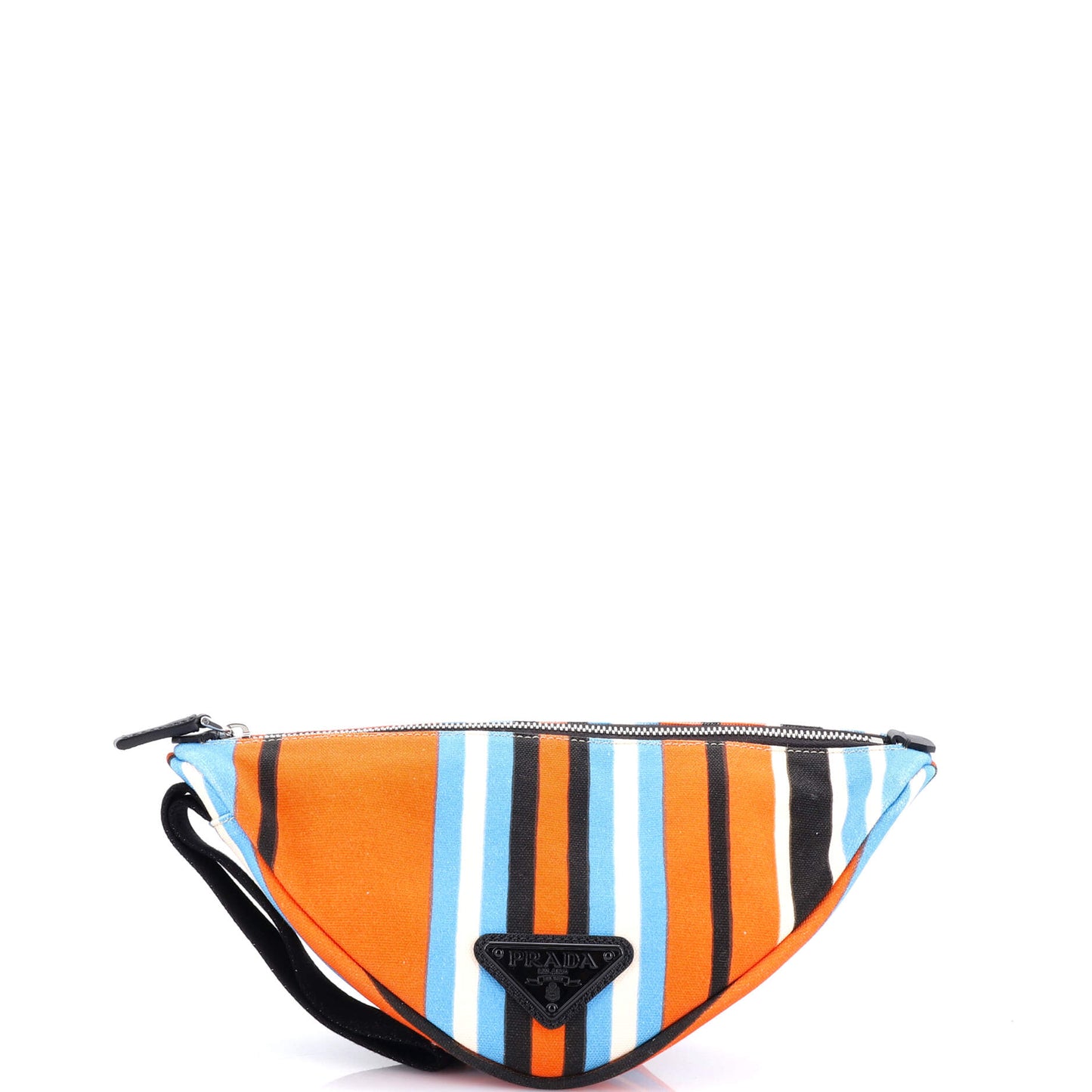 プラダ トライアングルロゴ ジップ クロスボディバッグ プリント キャンバス ラージ