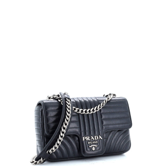 Prada Chain Flap Shoulder Bag Diagramme Quilted Leather Large