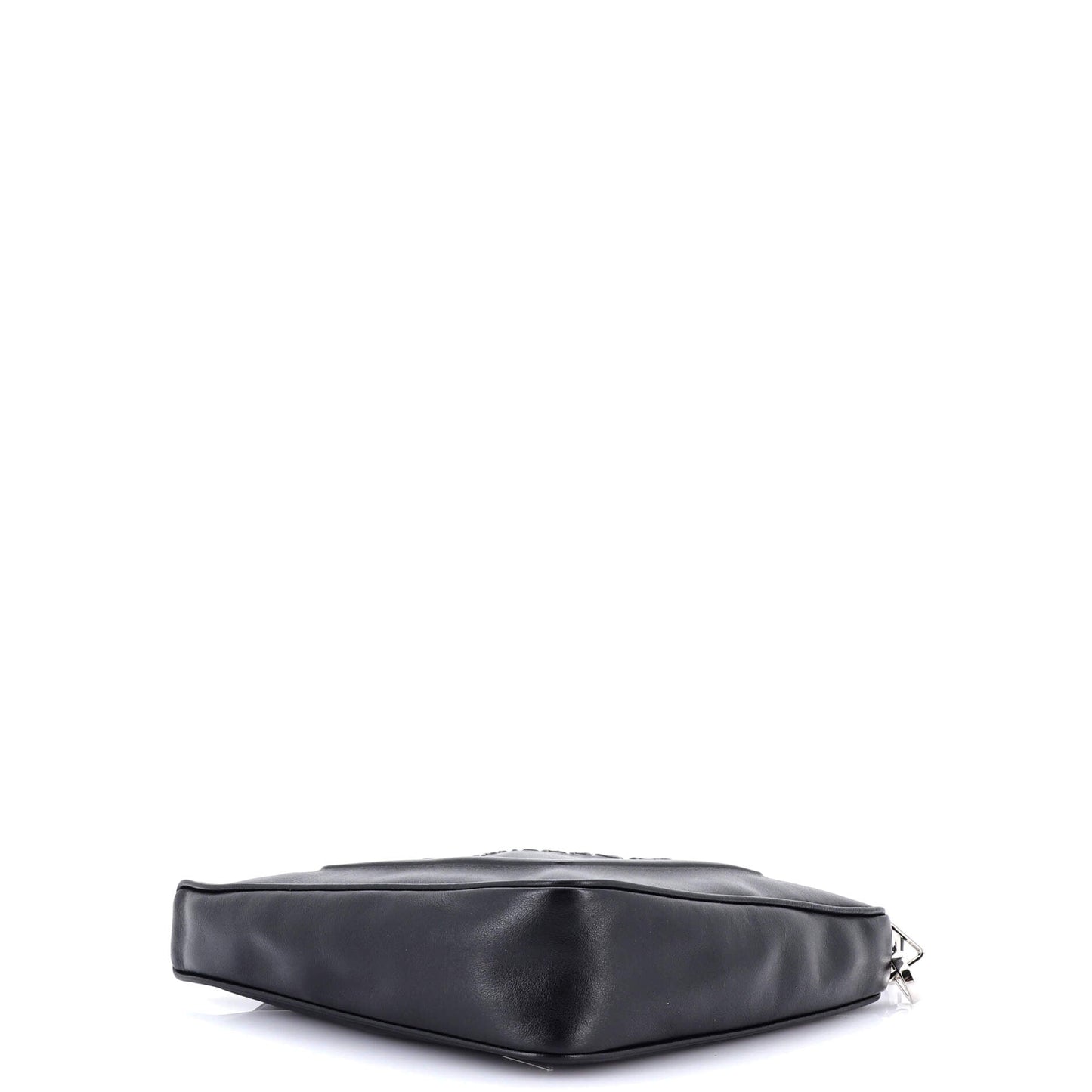 Prada Triangle Logo Wristlet Pouch Embossed Leather
