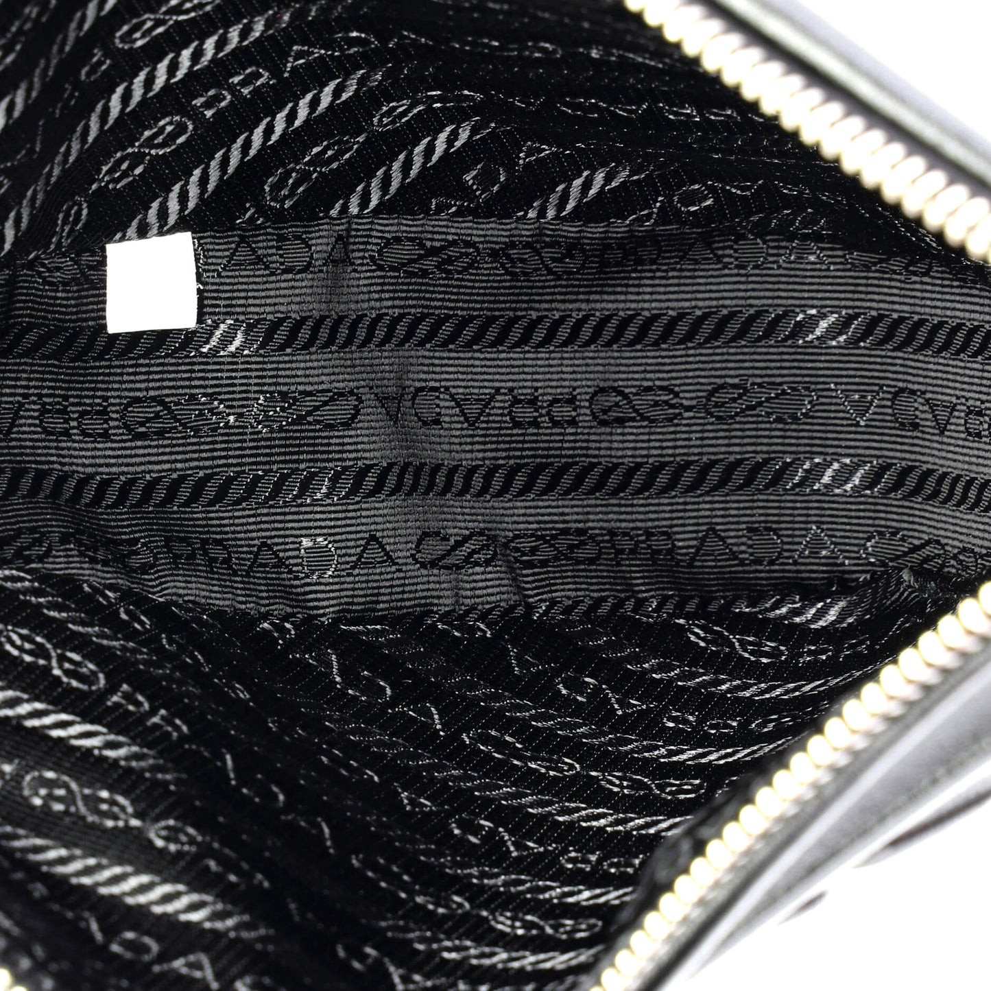 Prada Triangle Logo Wristlet Pouch Embossed Leather