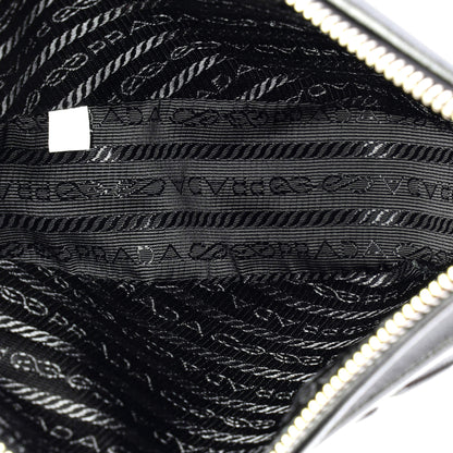 Prada Triangle Logo Wristlet Pouch Embossed Leather