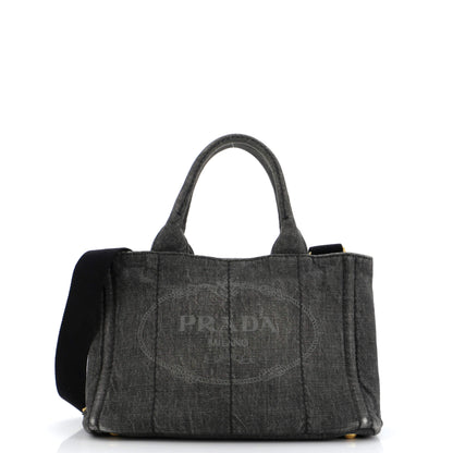 Prada Canapa Convertible Tote Denim Mini