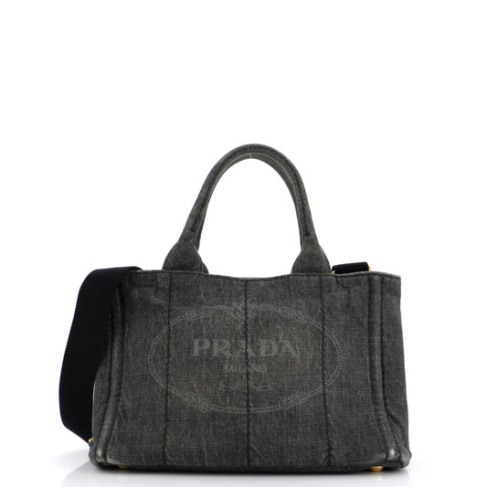 Prada Canapa Convertible Tote Denim Mini