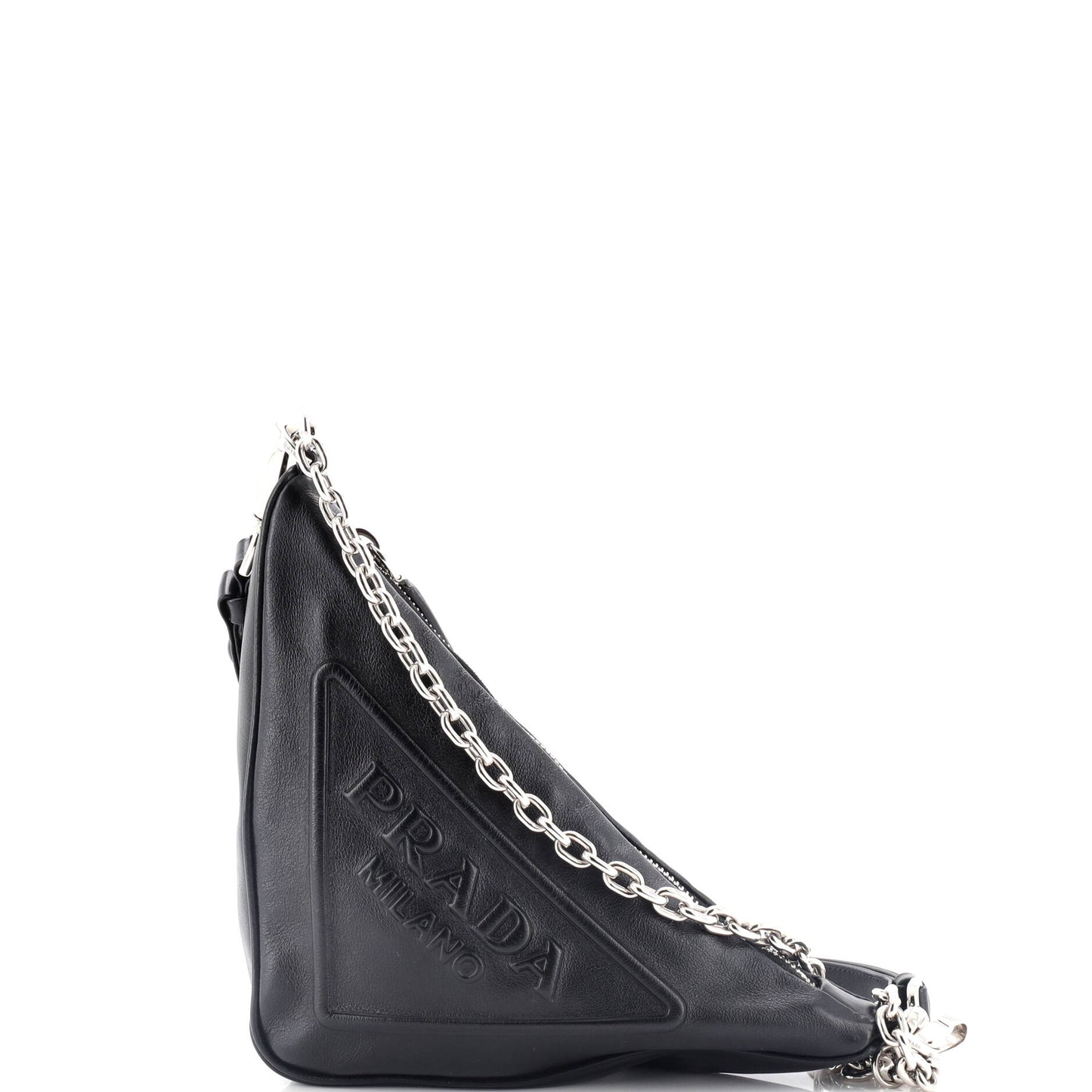 Prada Triangle Logo Zip Crossbody Bag Embossed Grace Lux Small