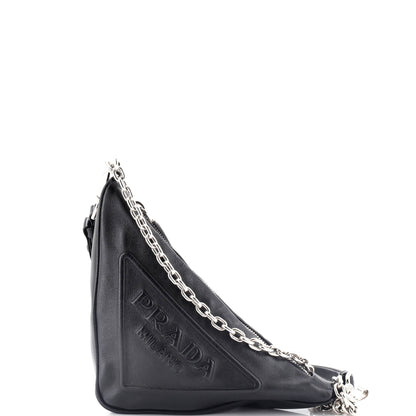 Prada Triangle Logo Zip Crossbody Bag Embossed Grace Lux Small