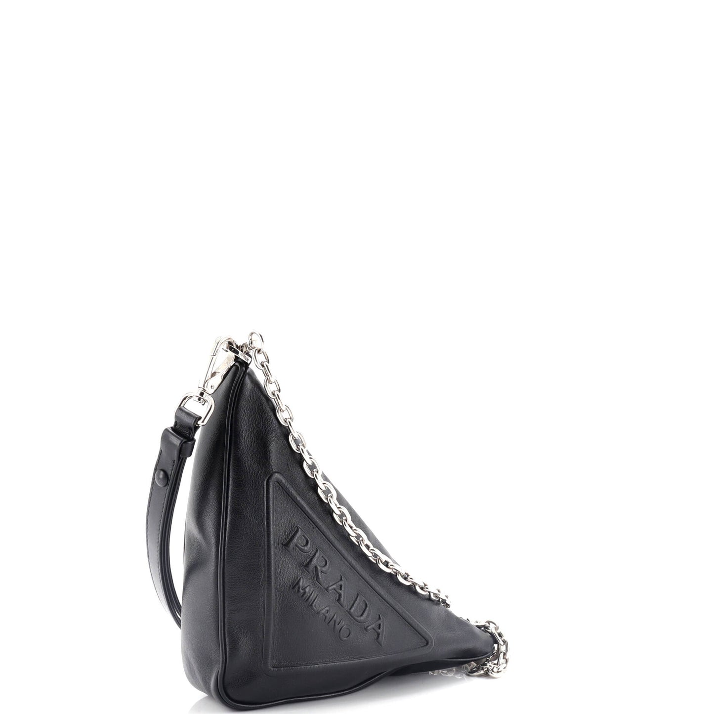 Prada Triangle Logo Zip Crossbody Bag Embossed Grace Lux Small