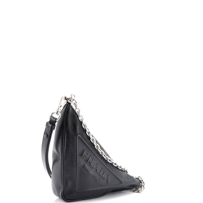 Prada Triangle Logo Zip Crossbody Bag Embossed Grace Lux Small