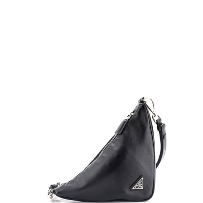 Prada Triangle Logo Zip Crossbody Bag Embossed Grace Lux Small