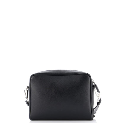 Prada Triangle Logo Messenger Bag Embossed Saffiano Leather Small