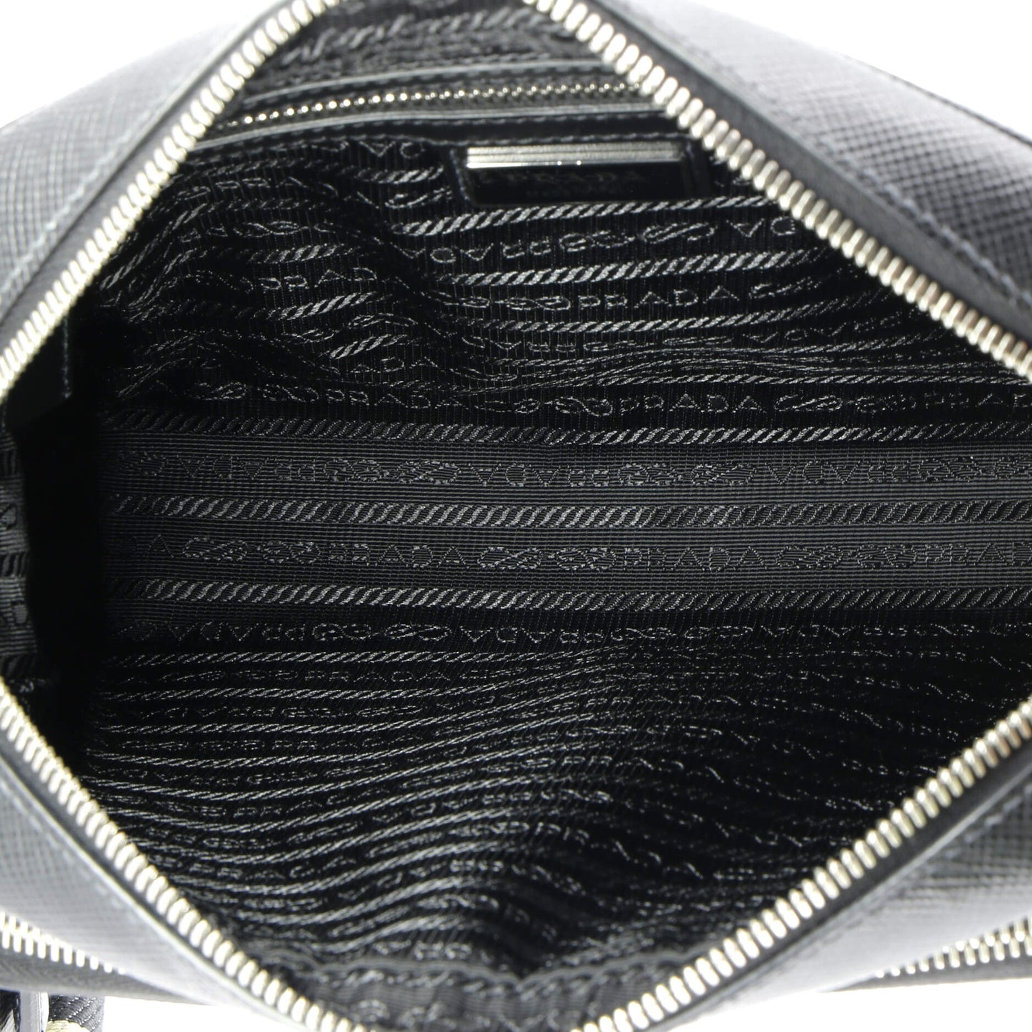 Prada Triangle Logo Messenger Bag Embossed Saffiano Leather Small