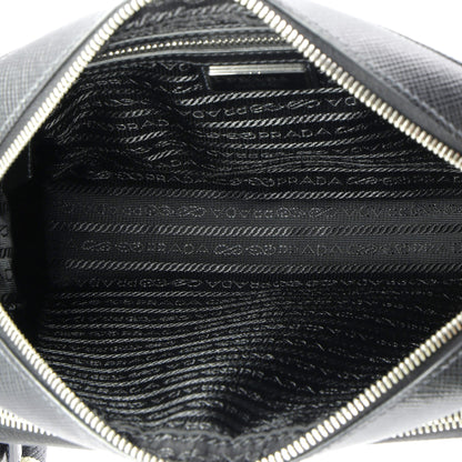 Prada Triangle Logo Messenger Bag Embossed Saffiano Leather Small
