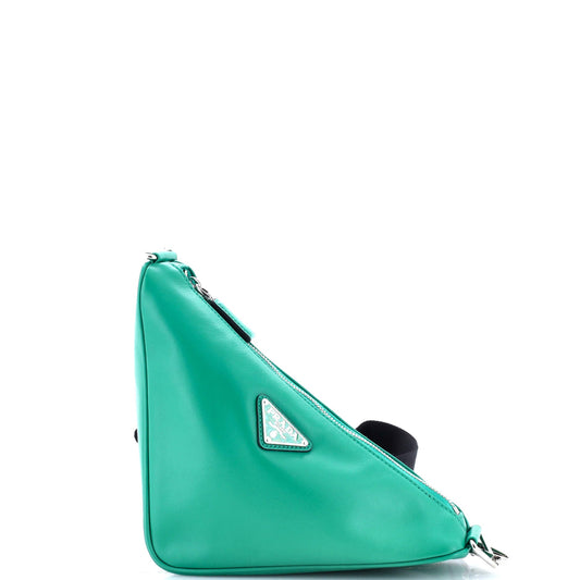 プラダ トライアングルロゴ ジップ クロスボディバッグ ソフトレザー スモール