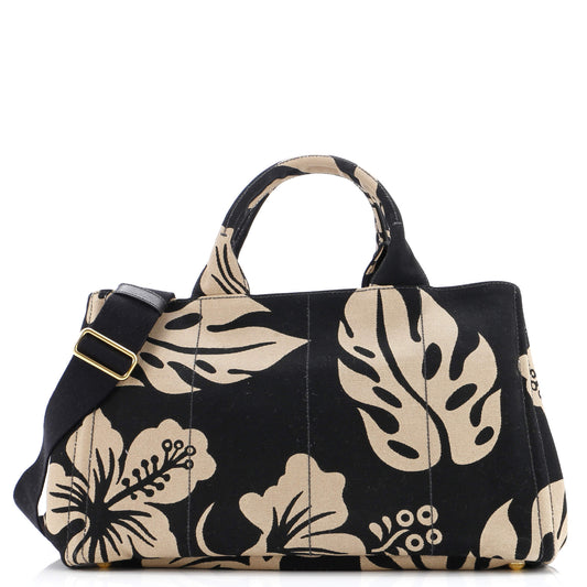 Prada Canapa Tote Printed Canvas Large