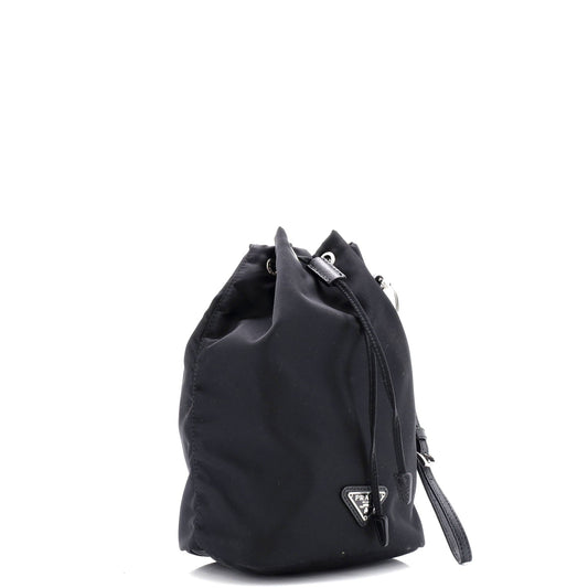 Prada Drawstring Wristlet Bucket Bag Tessuto Small