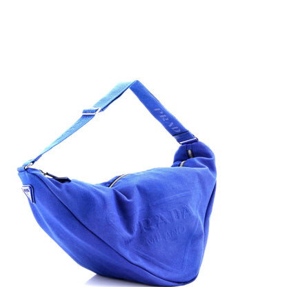 プラダ トライアングルロゴ ジップ クロスボディバッグ エンボス加工 キャンバス ラージ