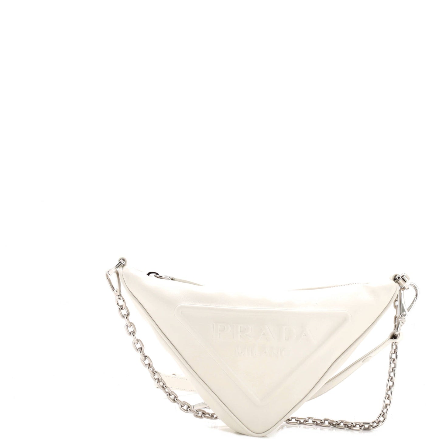 プラダ トライアングルロゴ ジップショルダーバッグ エンボスレザー ミニ