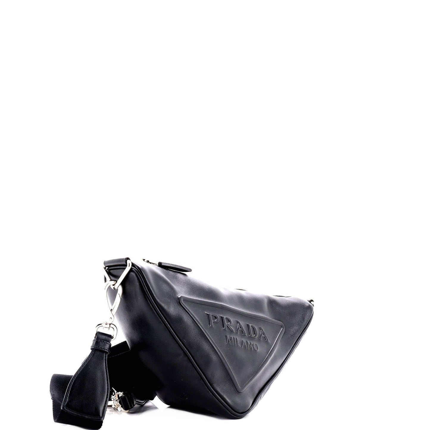 プラダ トライアングルロゴ ジップ クロスボディバッグ エンボスレザー ミニ