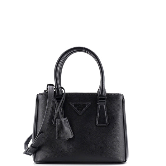 Prada Monochrome Galleria Double Zip Tote Saffiano Leather Mini