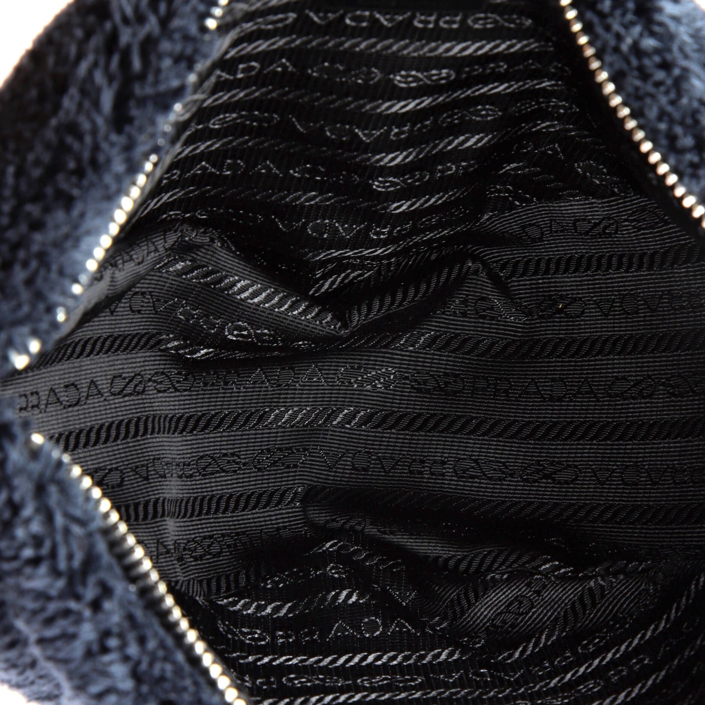 プラダ トライアングルロゴ ジップ クロスボディバッグ テリークロス スモール