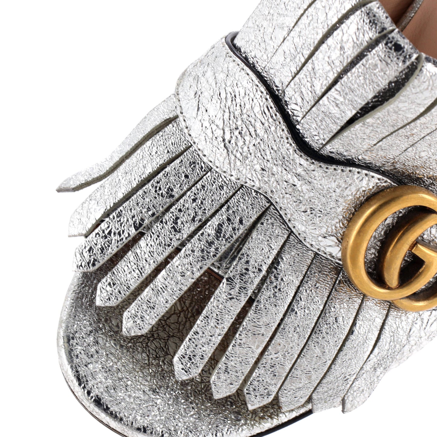 グッチ レディース GGマーモント フリンジヒール サンダル レザー