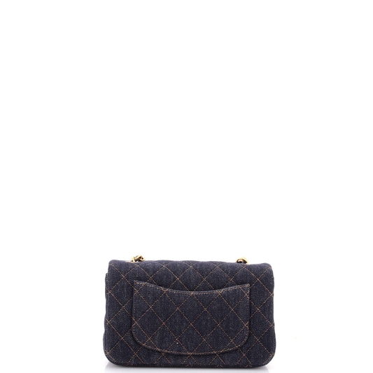 シャネル クラシック シングルフラップバッグ キルティングデニム ミニ