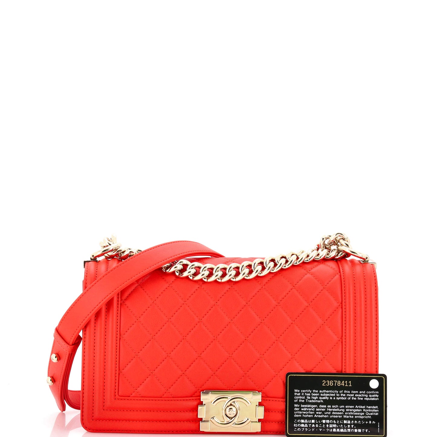 シャネル ボーイ フラップバッグ キルティング ラムスキン オールドミディアム